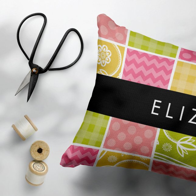 Zigzag, Chevron, Polka Dots, Gingham, Your Name Accent Pillow (Creator Uploaded)