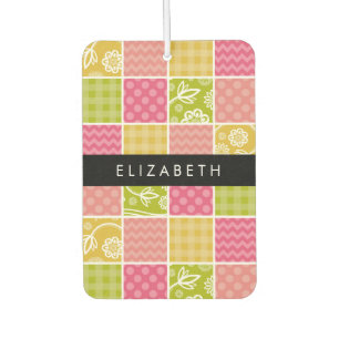 Zigzag, Chevron, Polka Dots, Gingham, Your Name Air Freshener