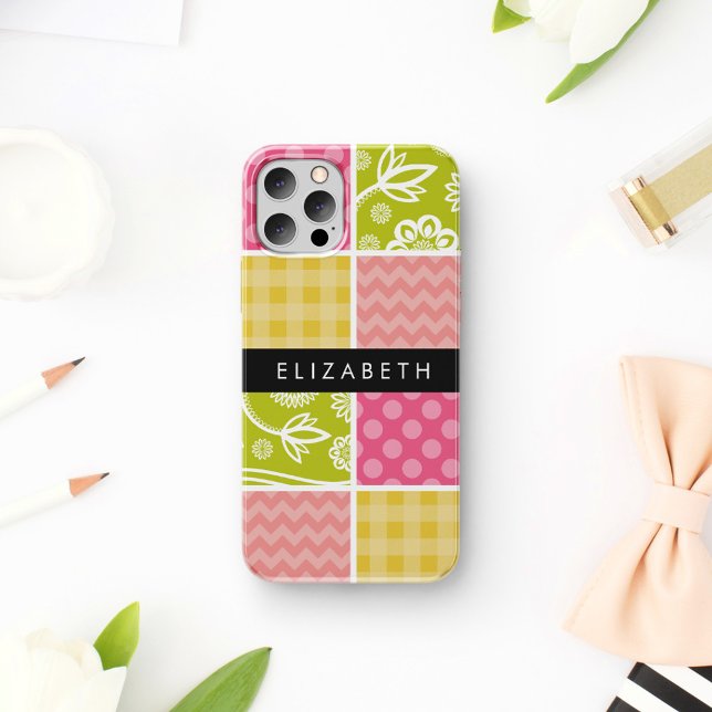 Zigzag, Chevron, Polka Dots, Gingham, Your Name iPhone 16 Case (Creator Uploaded)