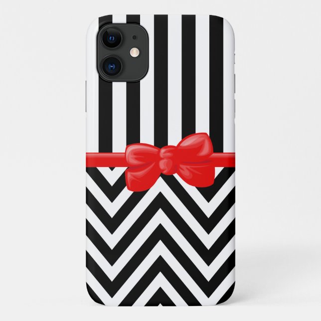 Zigzag, Chevron, Stripes, Black and White Case-Mate iPhone Case (Back)