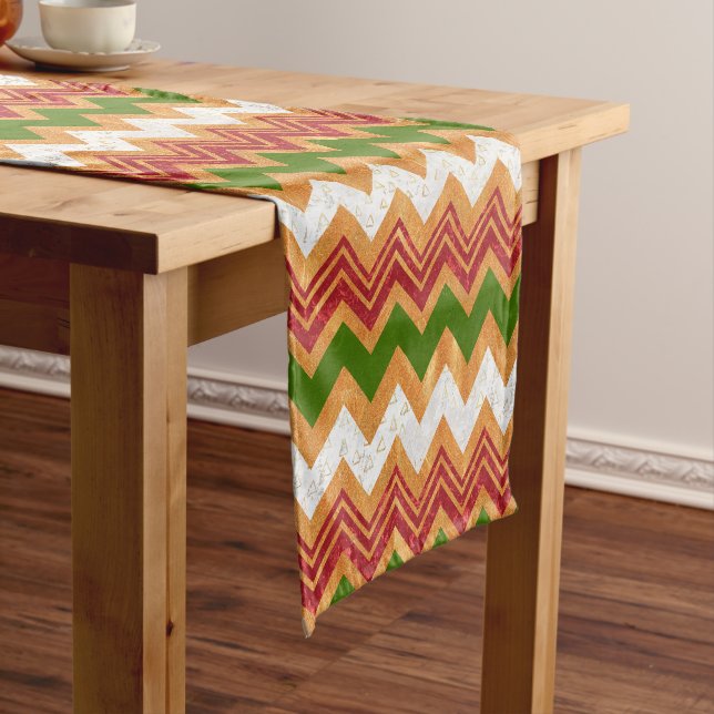Zigzag Christmas Pattern Short Table Runner (In Situ)