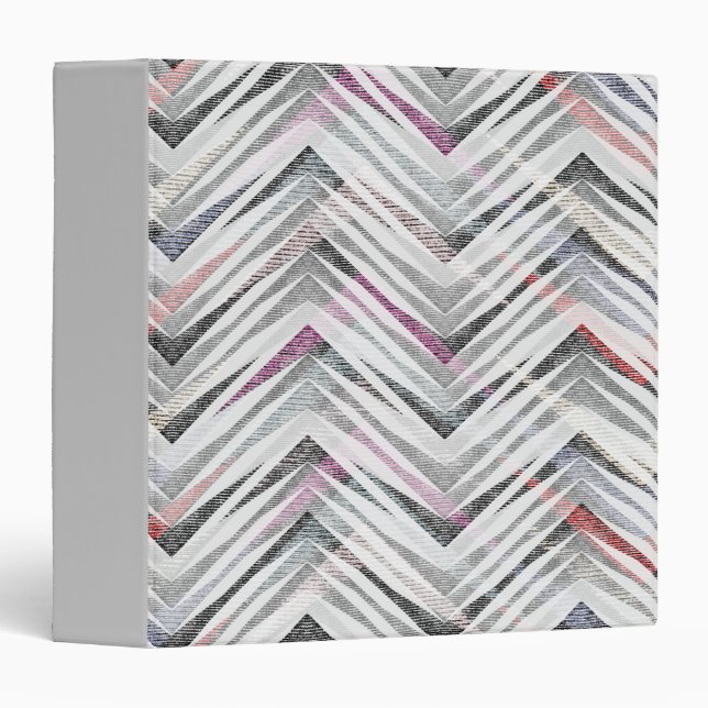 Zigzag, geometric, grey, lilac, pink, black, strip binder (Front/Spine)