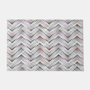 Zigzag, geometric, grey, lilac, pink, black, strip doormat