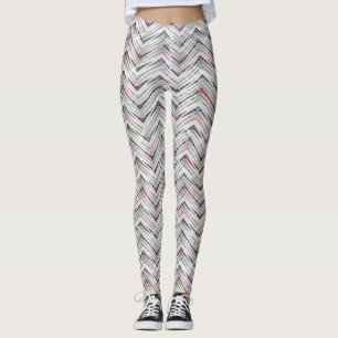 Zigzag, geometric, grey, lilac, pink, black, strip leggings