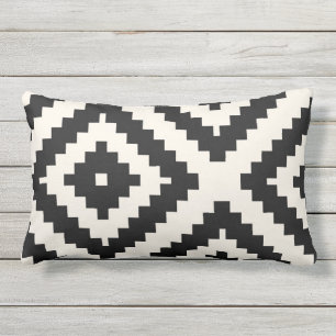 Zigzag Geometric Pattern Black and Cream Lumbar Pillow