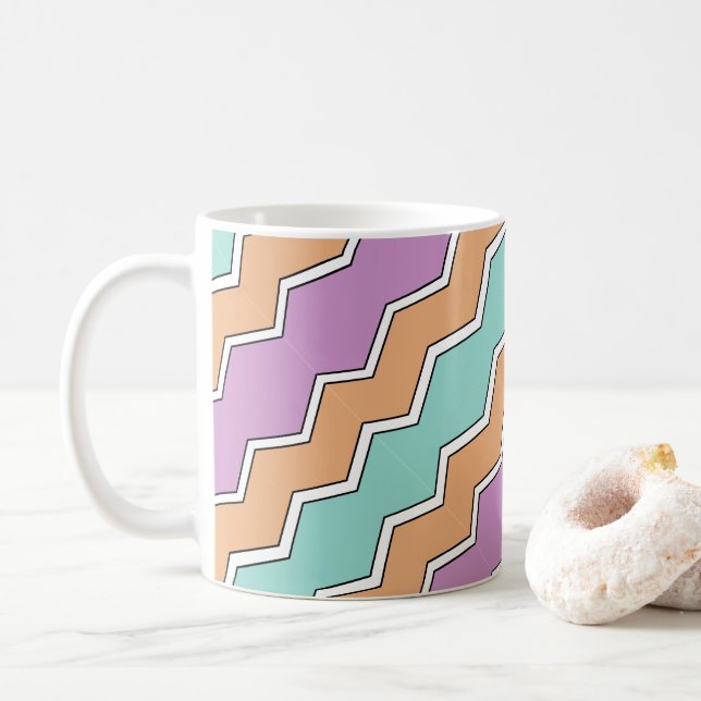 ZigZag Geometric Pattern Coffee Mug (With Donut)