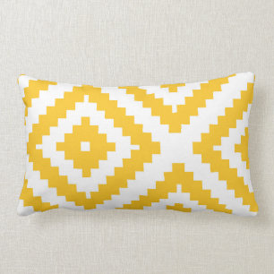 Zigzag Geometric Pattern Yellow and White Lumbar Pillow