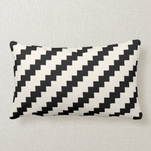 Zigzag Geometric Stripe Black and Cream Lumbar Pillow