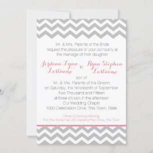 Zigzag Grey and Pink Invitation