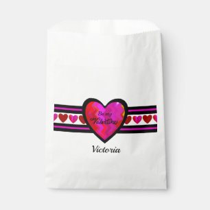 ZigZag Heart Lined Design Texted Favour Bag