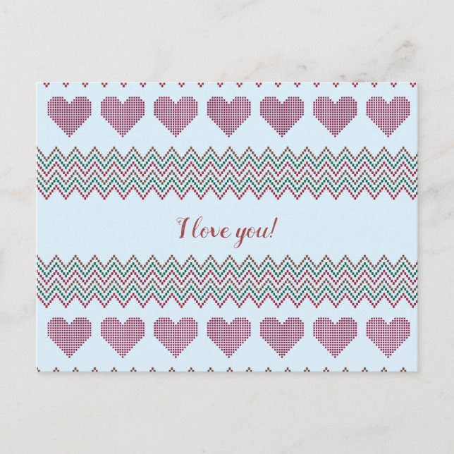 Zigzag Hearts Postcard (Front)