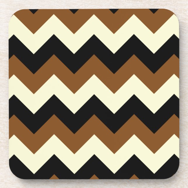 Zigzag I - Black, Yellow and Brown Coaster (Front)