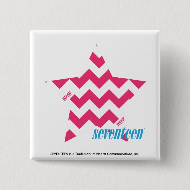 ZigZag Magenta 2 2 Inch Square Button (Front)