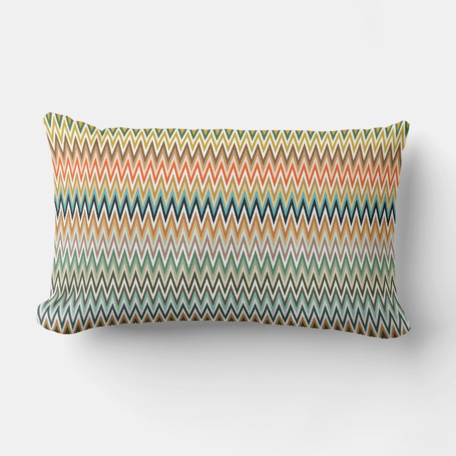 Zigzag Multicolor Pattern Lumbar Pillow (Front)