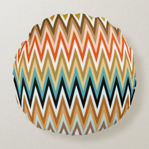 Zigzag Multicolor Pattern  Round Pillow