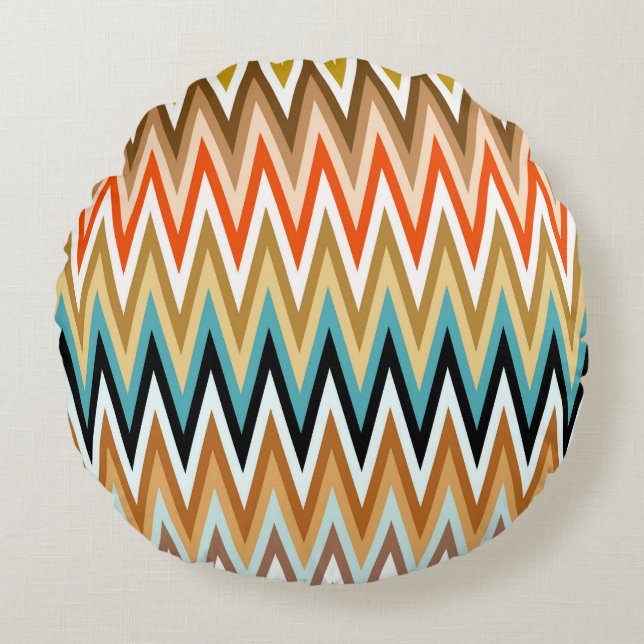 Zigzag Multicolor Pattern  Round Pillow (Front)