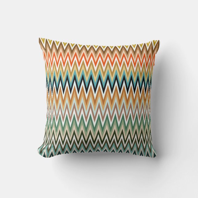 Zigzag Multicolor Pattern Throw Pillow (Front)