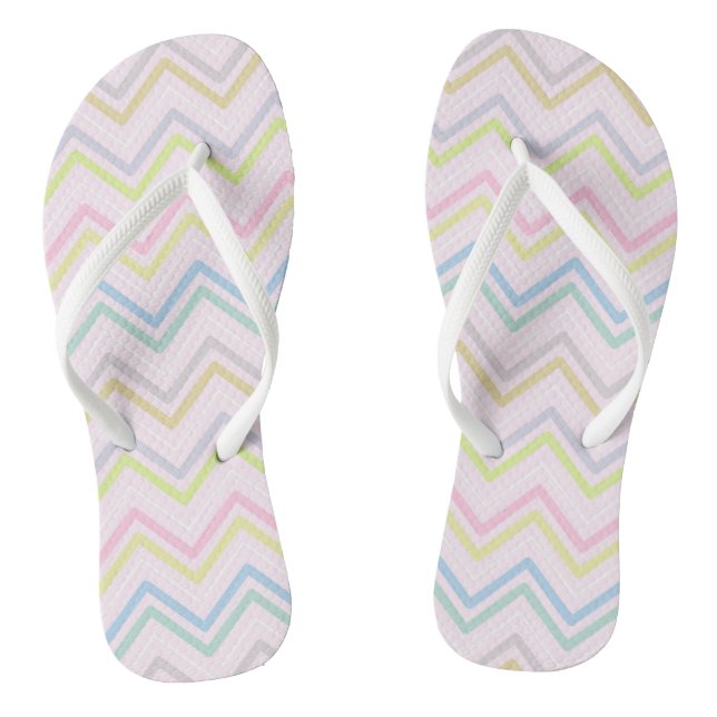 Zigzag MultiColors Pink Flip Flops (Footbed)