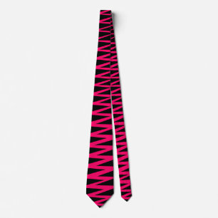 Zigzag - Neon Red on Black Tie