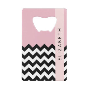 Zigzag noir et blanc, Chevron, rose, Votre nom