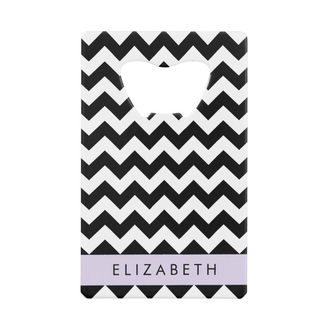 Zigzag noir et blanc, Motif Chevron, Votre nom (Devant)