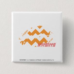 ZigZag Orange 2 Inch Square Button