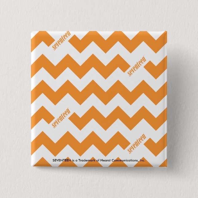 ZigZag Orange 2 Inch Square Button (Front)