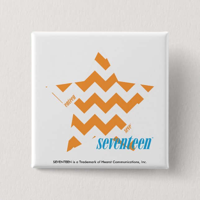 ZigZag Orange 3 2 Inch Square Button (Front)