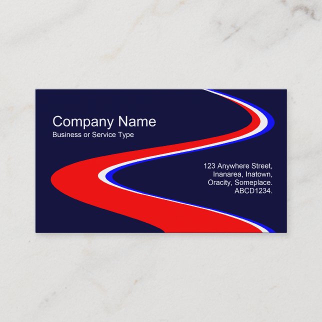ZigZag Path - Red, White and Blue on Dark Navy Business Card (Front)