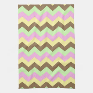Zigzag patroon (roze, groen, geel en bruin) kitchen towel