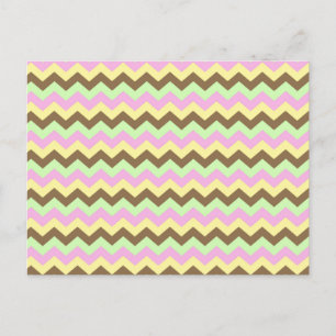 Zigzag patroon (roze, groen, geel en bruin) postcard