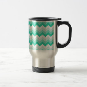 Zigzag patroon (Turquoise en groen) Travel Mug