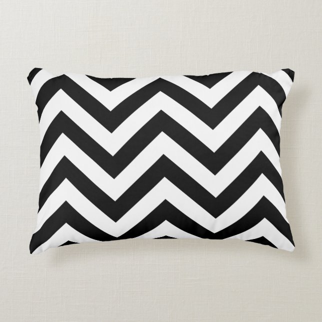 Zigzag Pattern Black & White Decorative Pillow (Front)