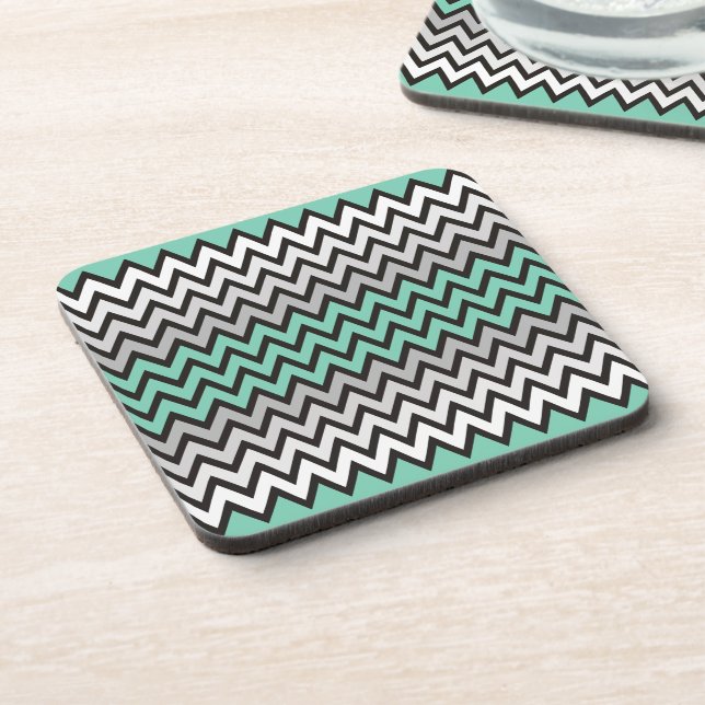 ZIGZAG pattern - black white grey + your idea Coaster (Left Side)