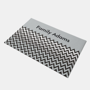 ZIGZAG pattern - black white grey + your idea Doormat