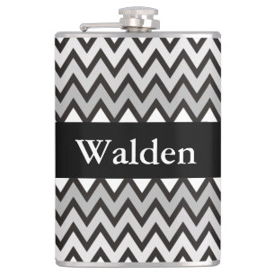ZIGZAG pattern - black white grey + your idea Hip Flask