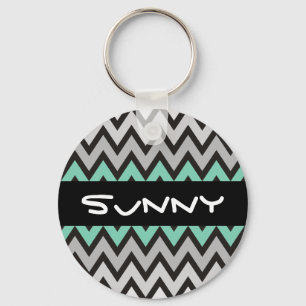 ZIGZAG pattern - black white grey + your idea Keychain