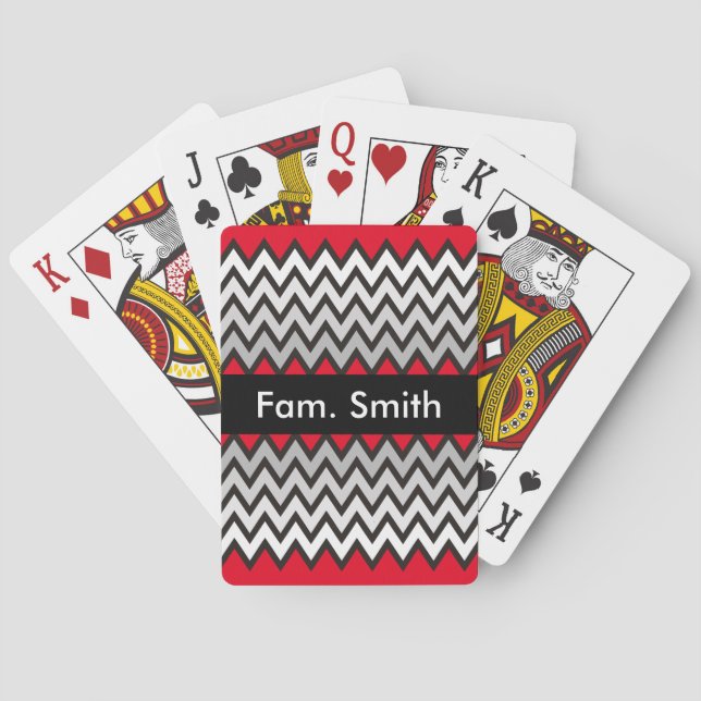 ZIGZAG pattern - black white grey + your idea Playing Cards (Back)
