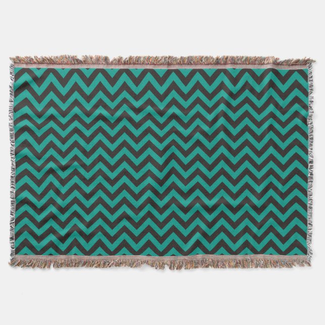 ZIGZAG pattern - black + your background & ideas Throw Blanket (Front)