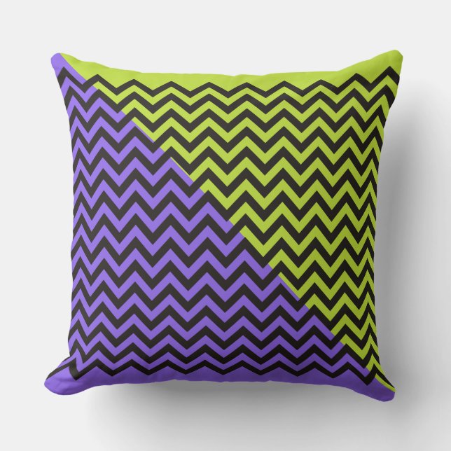 ZIGZAG pattern - black + your background & ideas Throw Pillow (Front)