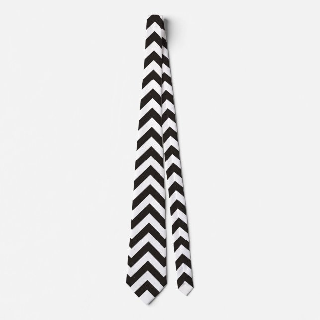 ZIGZAG pattern - black + your background & ideas Tie (Front)