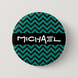 ZIGZAG pattern - black + your background & text 2 Inch Round Button
