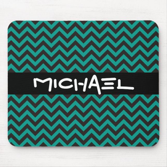 ZIGZAG pattern - black + your background & text Mouse Pad (Front)