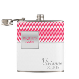 Zigzag Pattern Bridesmaid Hip Flask