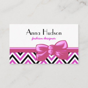 Zigzag Pattern, Chevron Pattern - Black Pink White Business Card