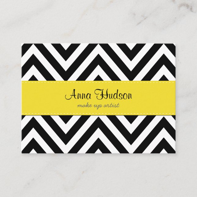 Zigzag Pattern, Chevron Pattern - White Black Business Card (Front)