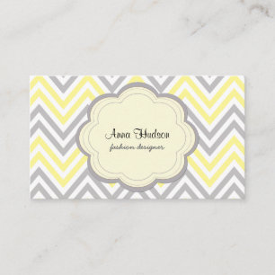 Zigzag Pattern, Chevron Pattern - Yellow Grey Business Card