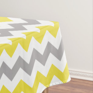 Zigzag Pattern, Chevron Pattern, Yellow, Grey Tablecloth