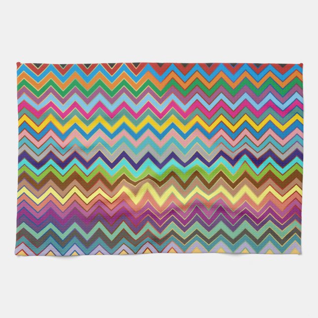 ZIGZAG pattern - coloured + your ideas Kitchen Towel (Horizontal)