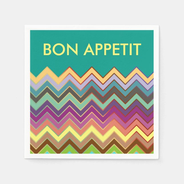 ZIGZAG pattern - coloured + your text Napkin (Front)